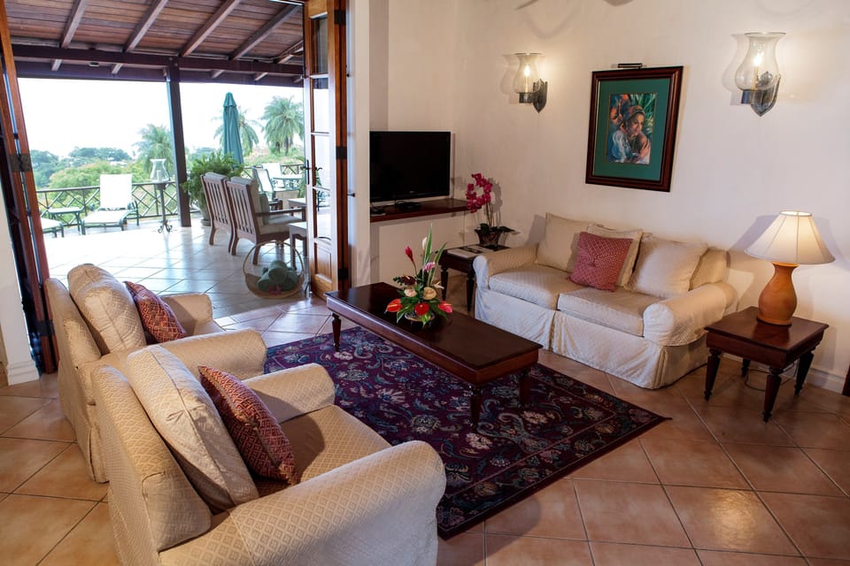 Kick back your feet and relax in the cozy living area.