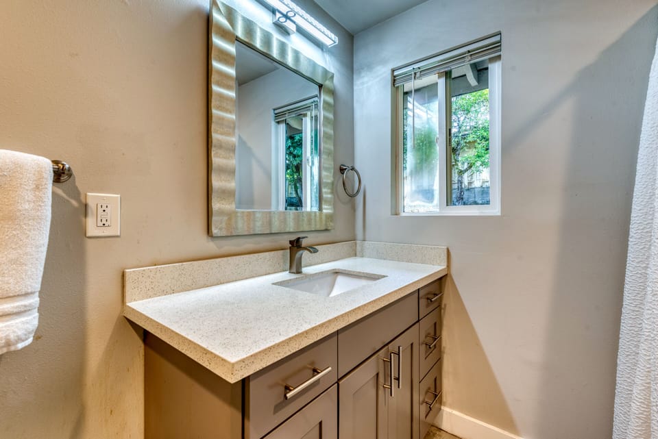 Bathroom vanity to prepare for your day and wind down in the evening.