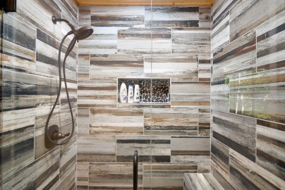 Master shower with bench