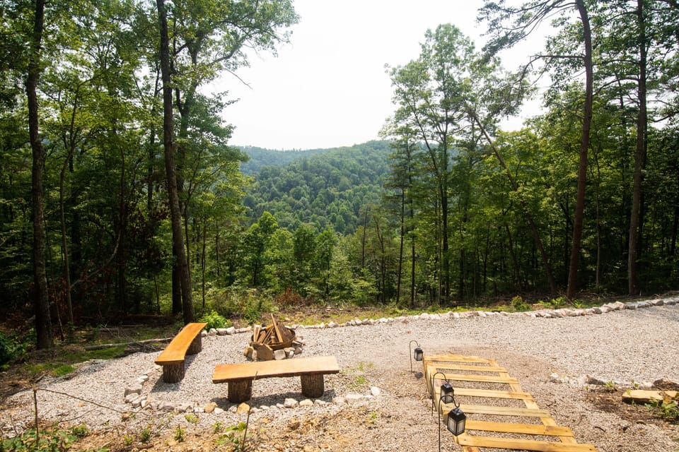 The firepit is a great place to relax overlooking the valley.   
