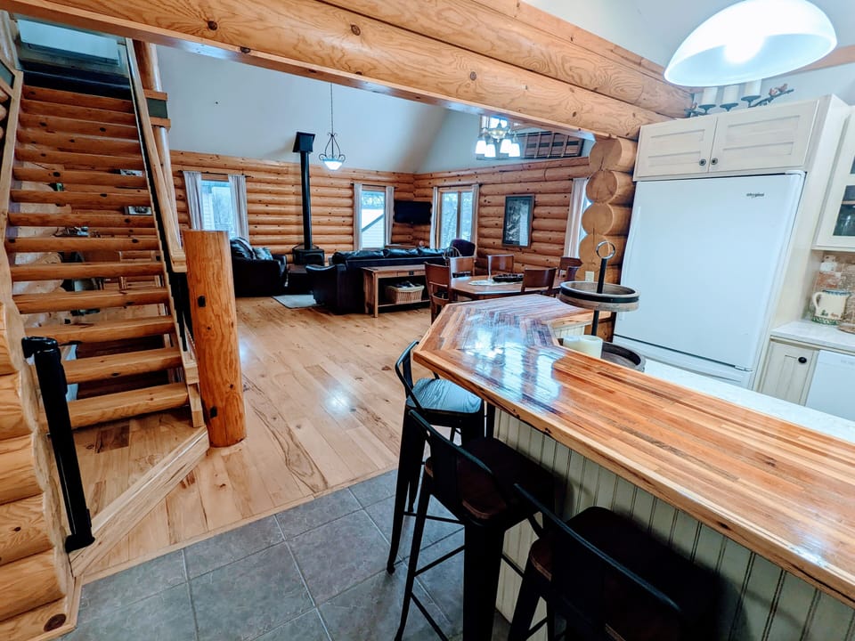 Stairs to loft. Retractable baby gates on stairs on main level. 