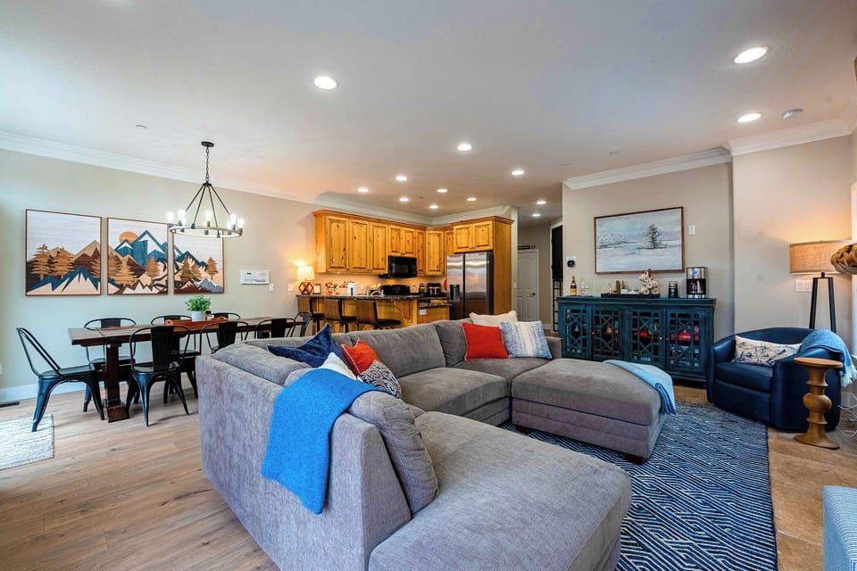Experience seamless communication with friends and guests in the open-concept floor plan.