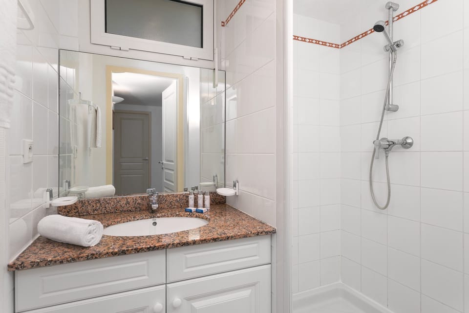 Get ready for your day in the bathrooms.
