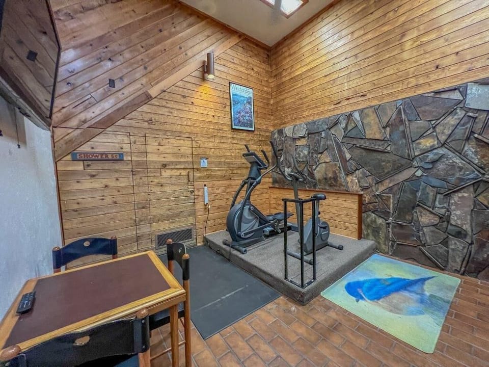Home gym with TV for staying fit
