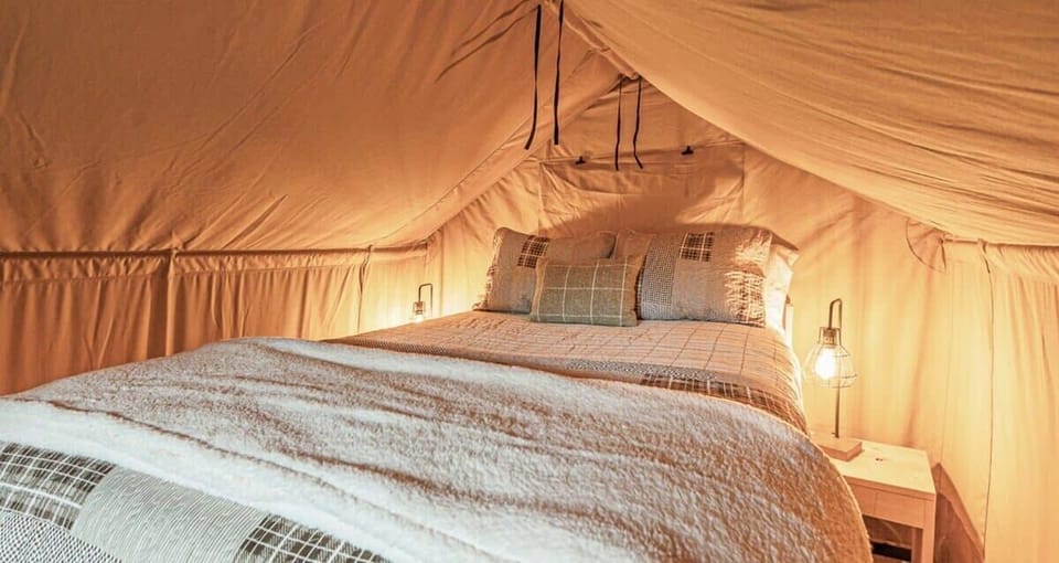 This is the bed set-up inside the small guest tents. They are very similar layout & design.