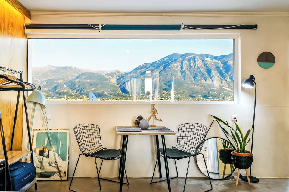 Take in the picturesque Taygetos Mountain view from your window