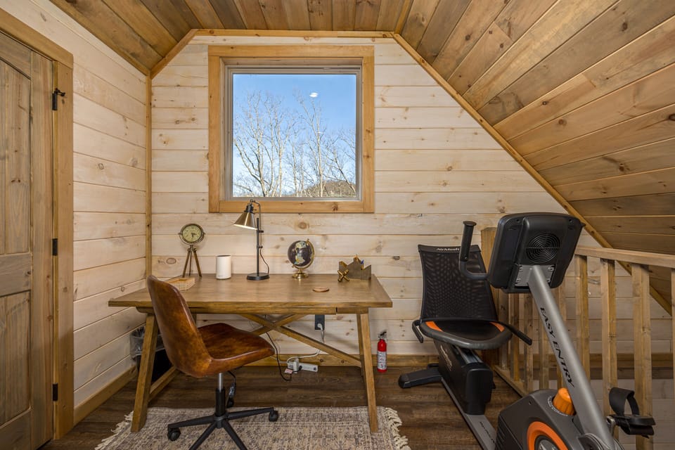 Remote work space and exercise bike