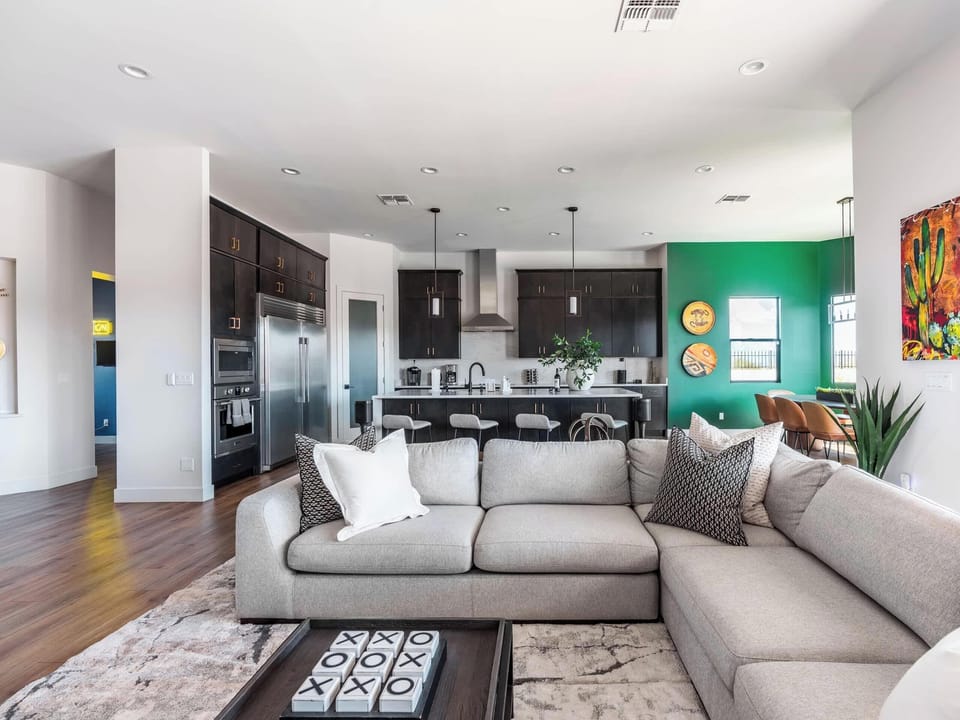 Plenty of comfy cozy sofa space in the main living area