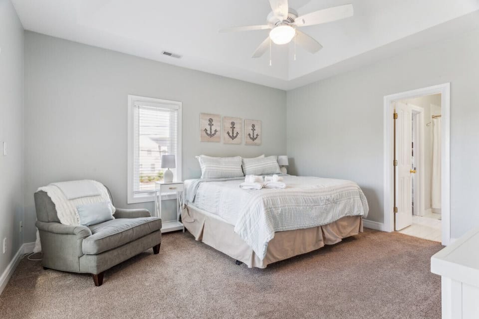 Our king bedroom! With a private ensuite and bathroom.