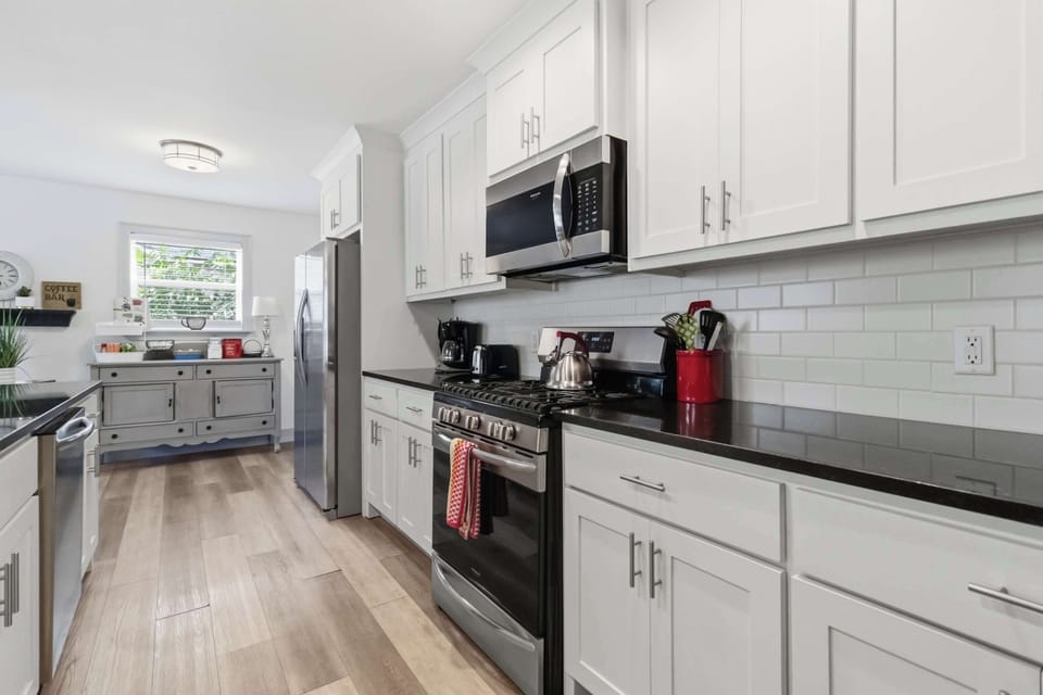 New appliances in the large kitchen.