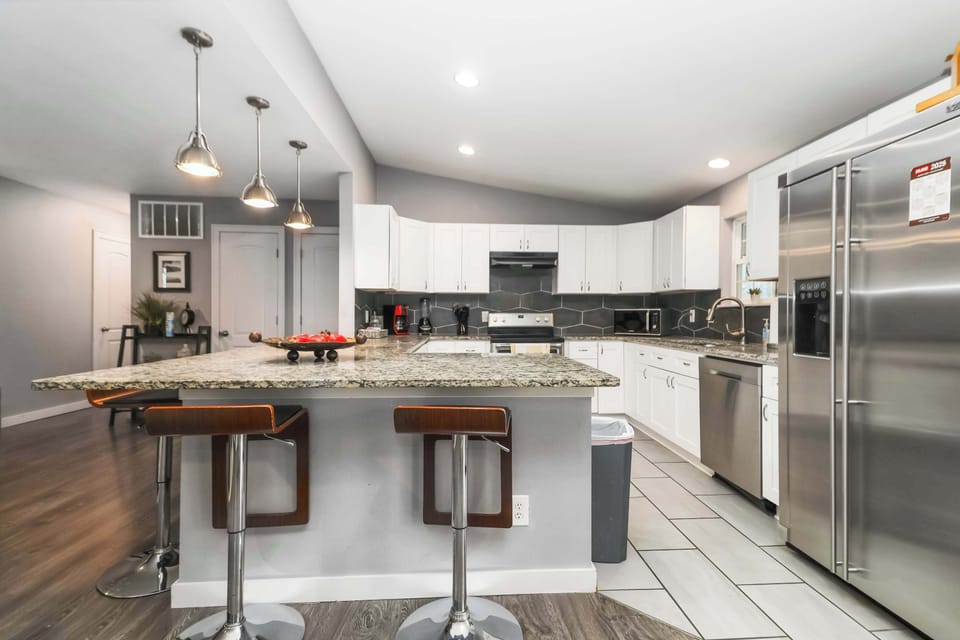 Modern kitchen with large island great for family meals