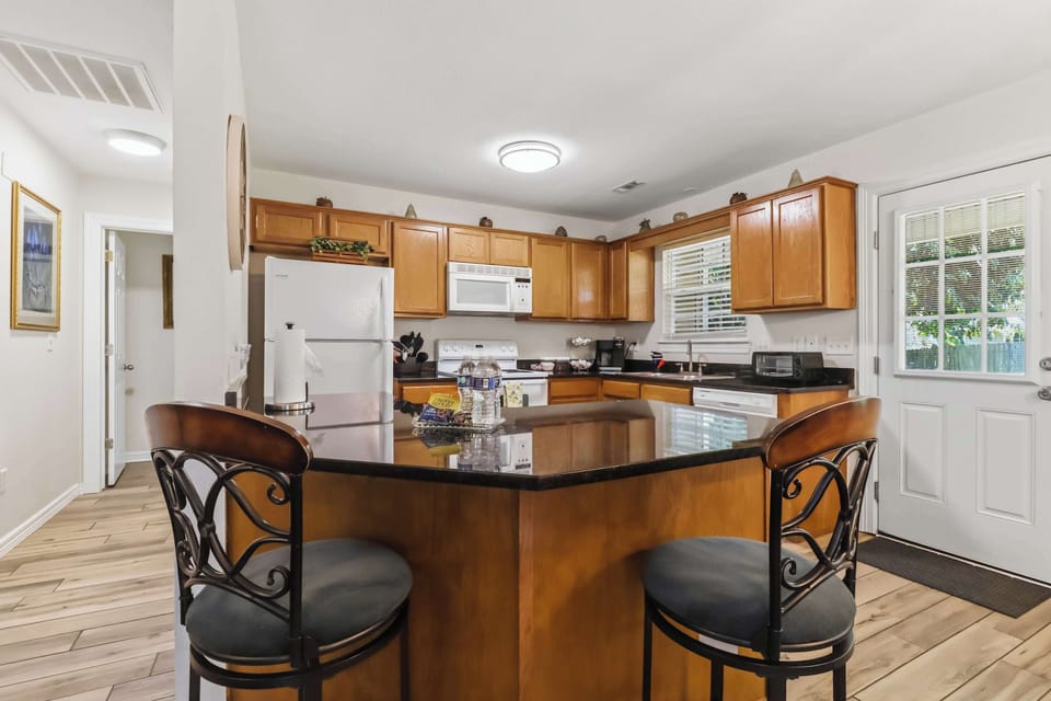Additional kitchen seating on the island.