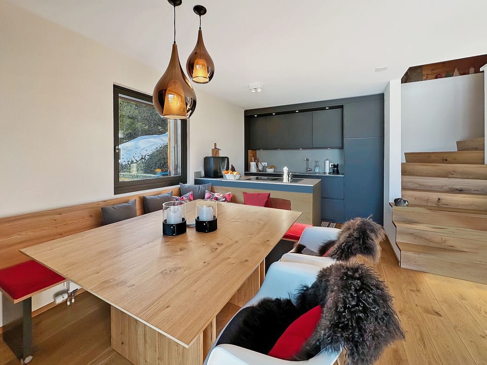 Recently refurbished kitchen, opening onto a renovated, convivial dining room.
