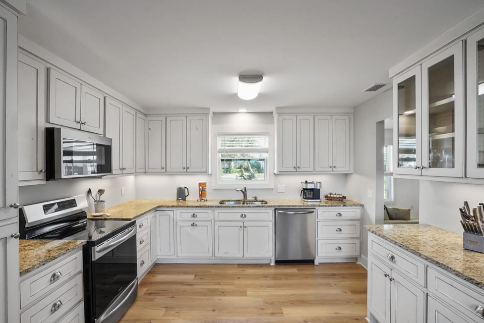 Modern kitchen with stainless steel appliances