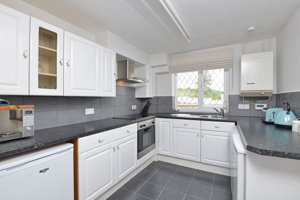 Fridge, dishwasher, electric kettle, toaster