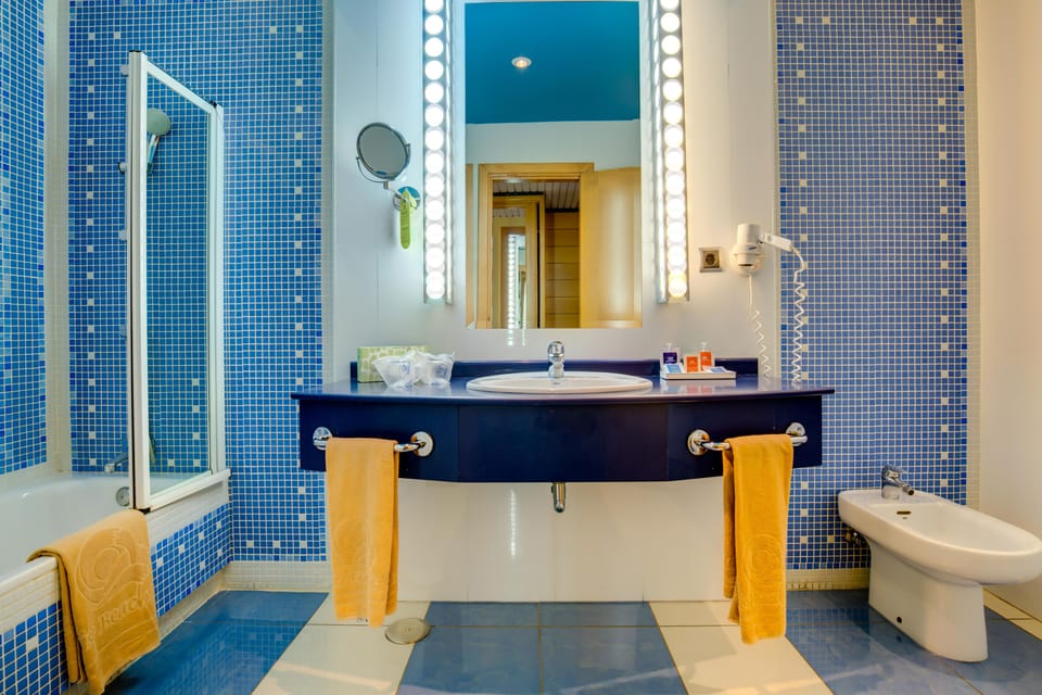 Bathtub, free toiletries, hair dryer, bidet