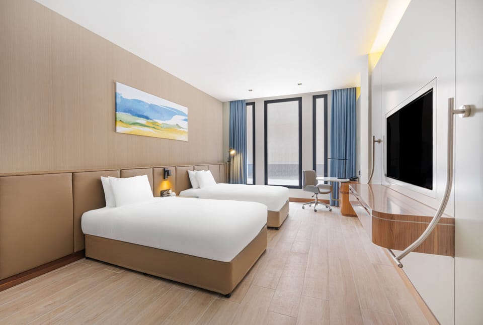 In-room safe, desk, laptop workspace, blackout drapes