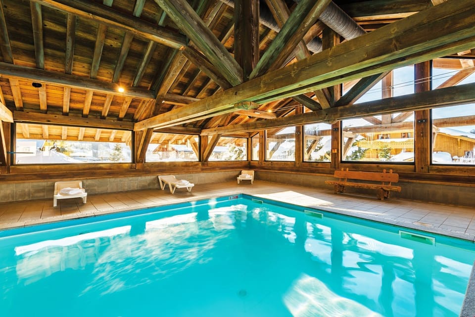 Dive into the indoor heated pool after a great day outside.