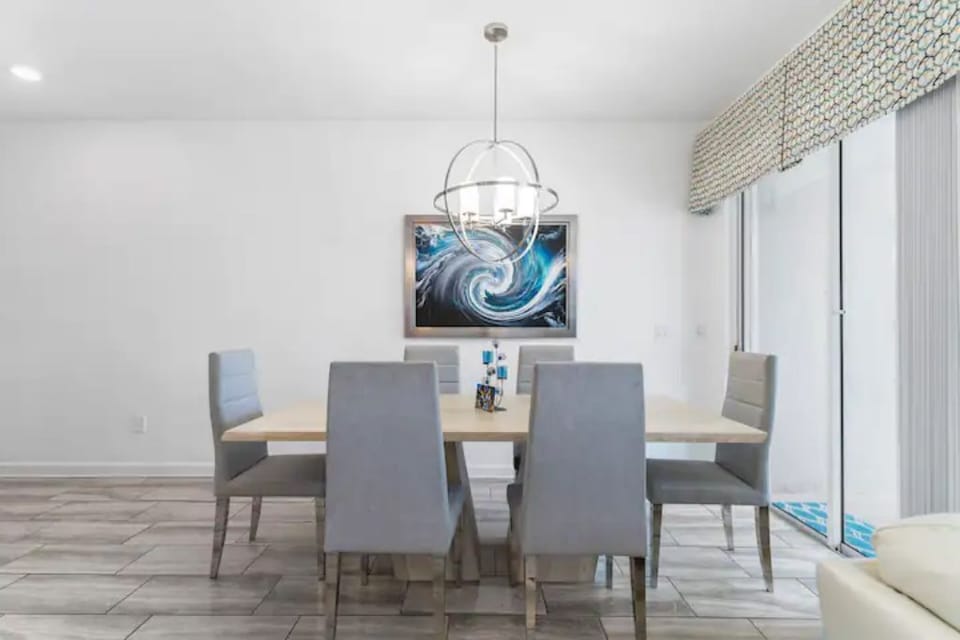 Dinner table with everything you need to host dinner. 