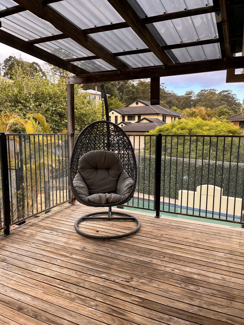 Deck overlooking pool