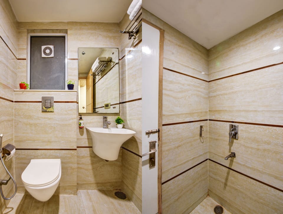 Shower, soap, shampoo, toilet paper