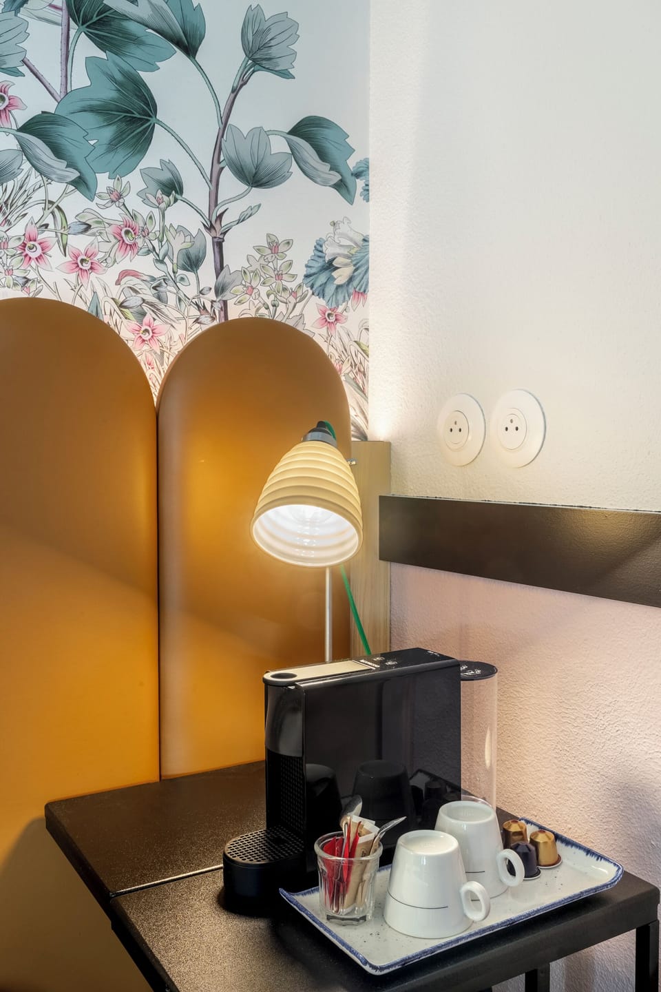 Desk, blackout drapes, soundproofing, iron/ironing board