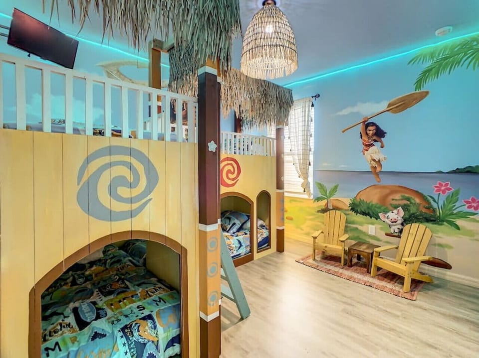 Moana is one of four themed rooms in this sprawling and fun house.