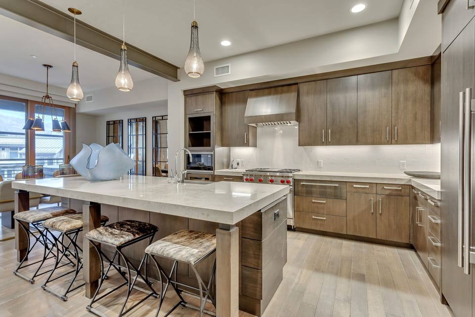 Room, Indoors, Kitchen Island, Flooring, Kitchen