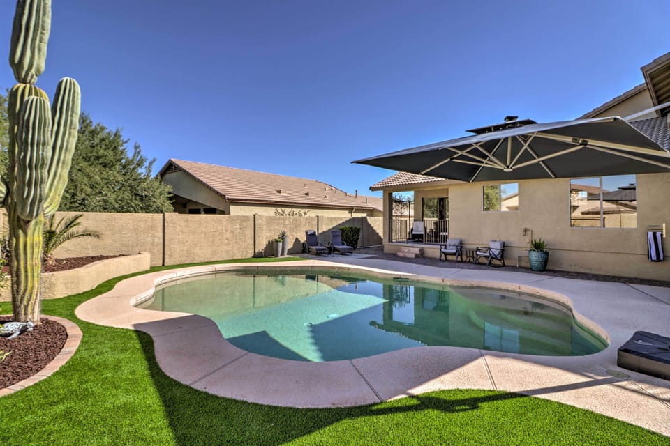 Private Backyard | Complimentary Heated Pool | Lounge Chairs
