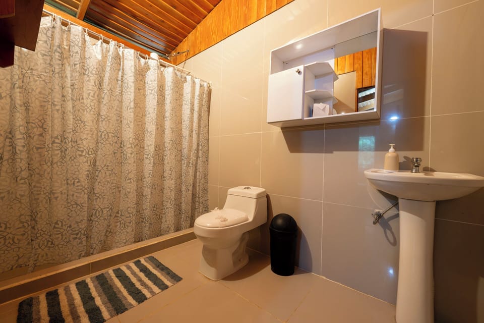 Cabin | Bathroom | Rainfall showerhead, towels, soap, shampoo