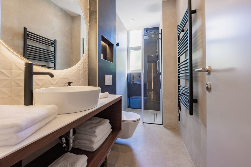 Deluxe Double Room | Bathroom | Shower, rainfall showerhead, free toiletries, hair dryer