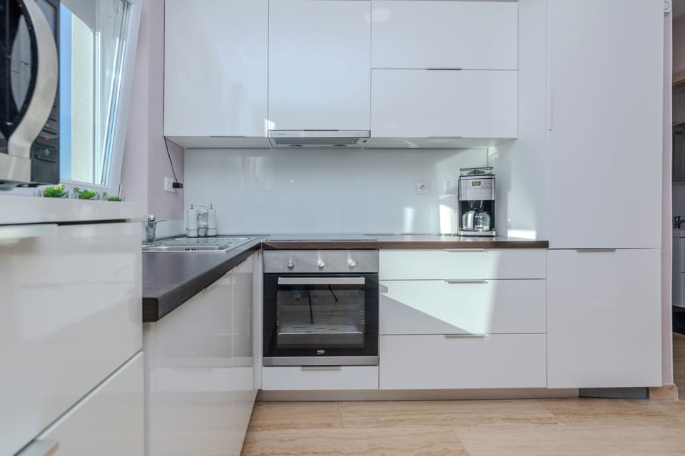 Family Apartment (A1) | Private kitchen | Fridge, microwave, oven, stovetop