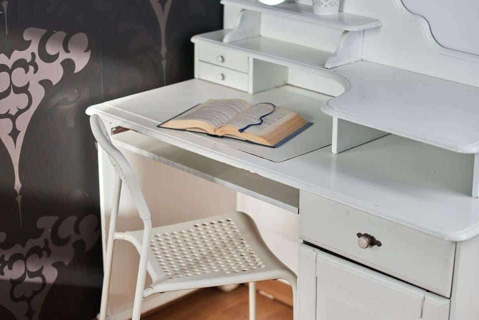 Desk with chair, ideal for remote work.