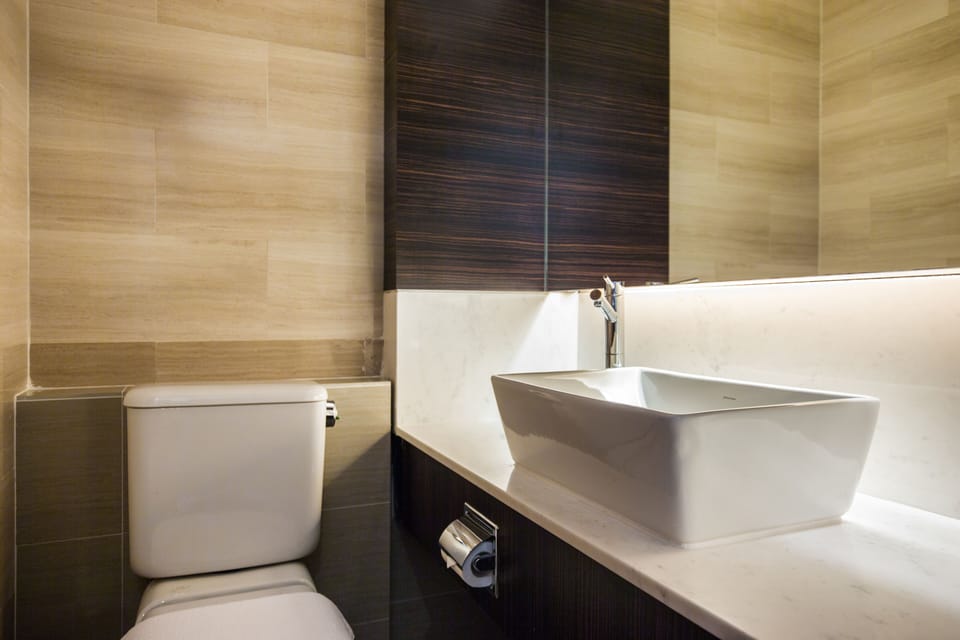 Eco-friendly toiletries, hair dryer, towels, soap