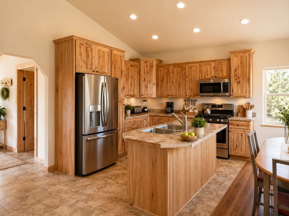 The fully equipped kitchen has everything you need to cook during your stay, plus bar seating that keeps the cook part of the conversation.