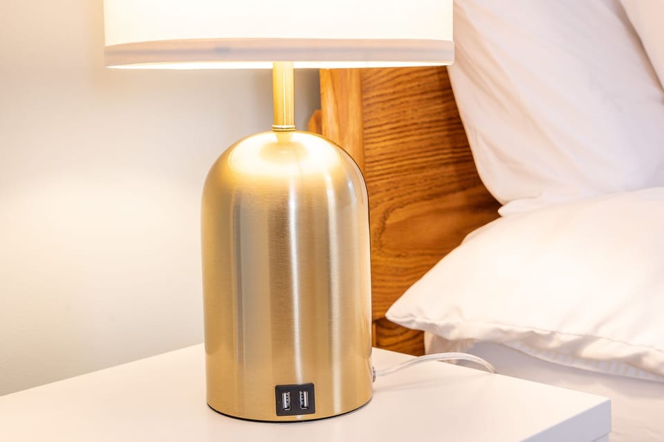 We've added bedside dimming touch lamps with usb 3.0 for faster charging of your phones and devices.
