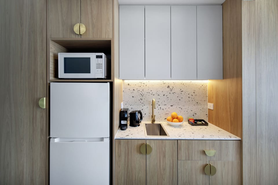 Premium bedding, minibar, desk, laptop workspace