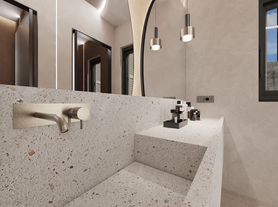 Brilliant Topaz Suite with private heated pool | Bathroom | Shower, rainfall showerhead, hair dryer, bathrobes
