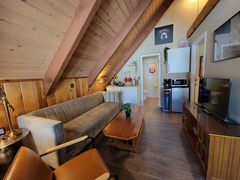 Great for Families - Studio Suite | Living area | Flat-screen TV, fireplace