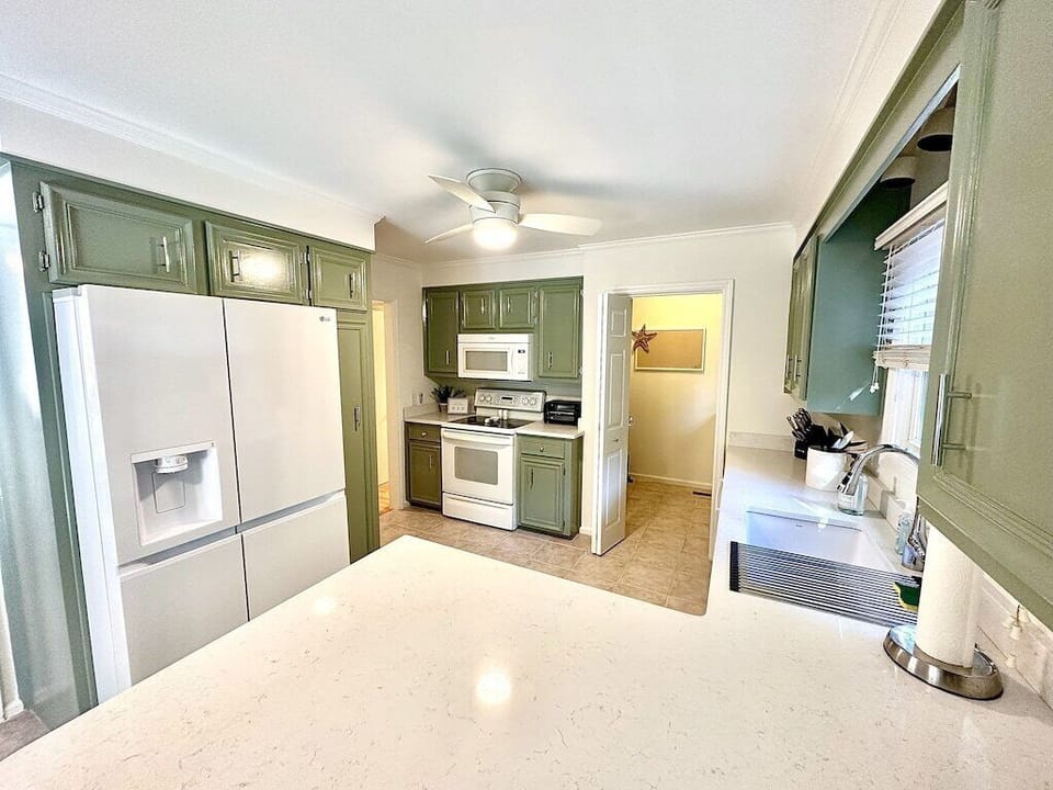 Kitchen with extra large Fridge / Freezer combo.