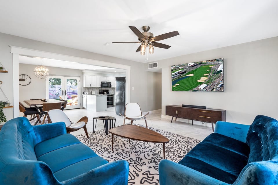 Watch your favorite sport or show on the 75" Roku enabled TV.