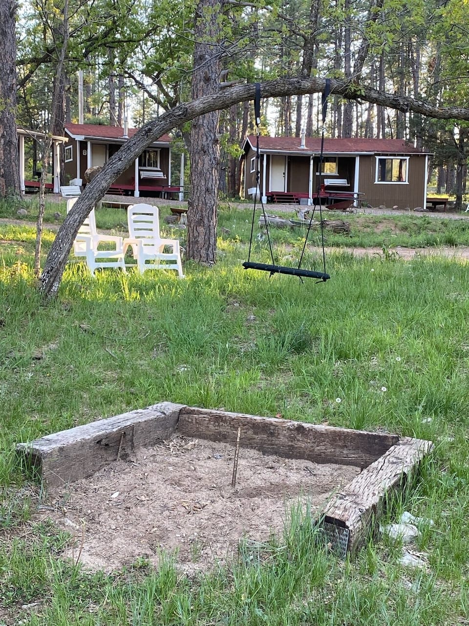 Horseshoes, disc swing, and relaxing, rocking chairs