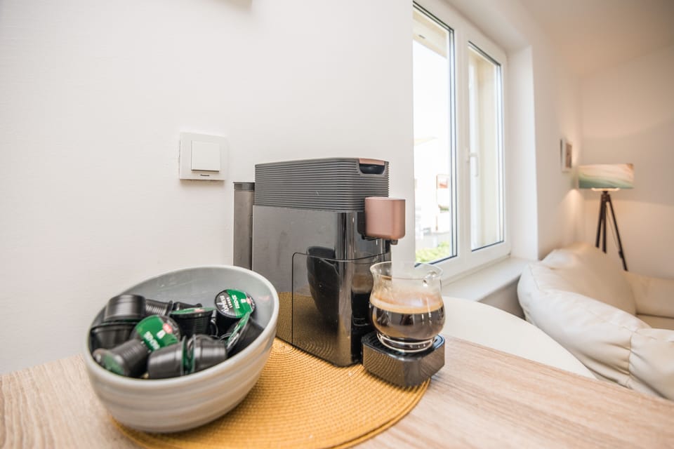 Family Apartment A1 | Private kitchen | Fridge, microwave, oven, stovetop