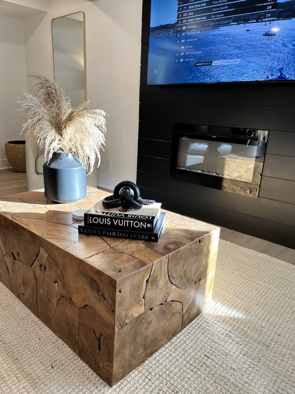 Living room with electric fireplace