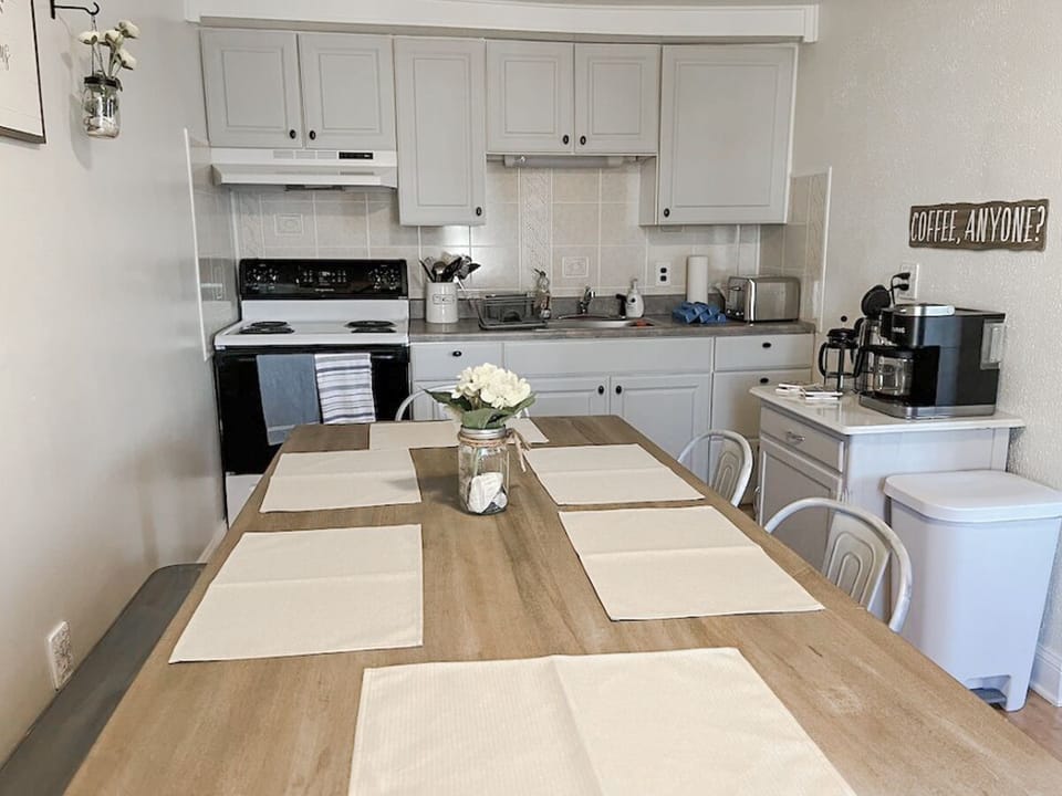 Our kitchen offers everything you need to cook -- or order in!