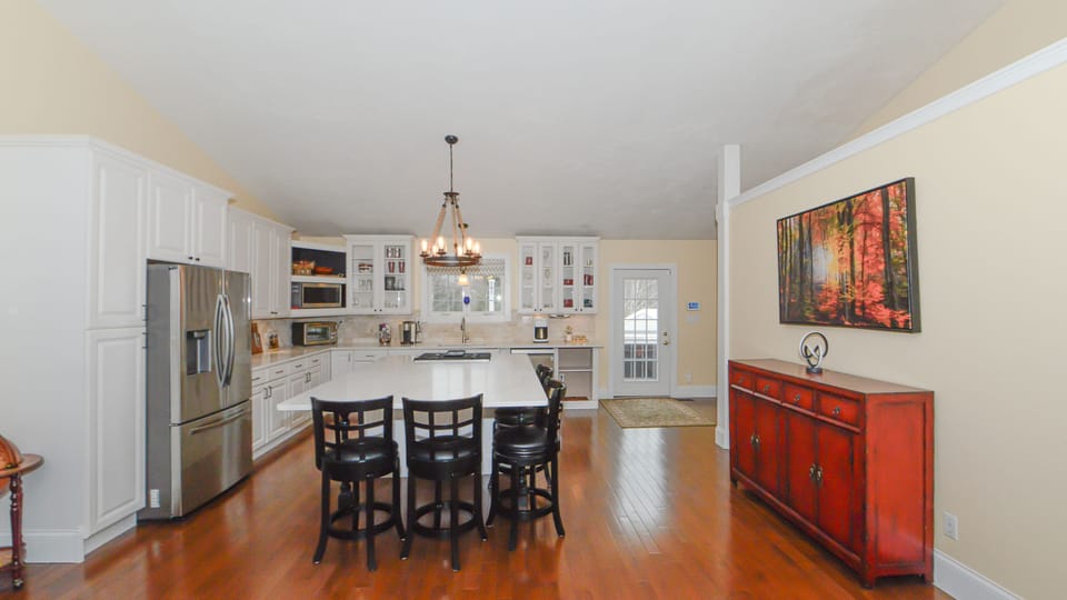 Open concept for kitchen, dining room, living room