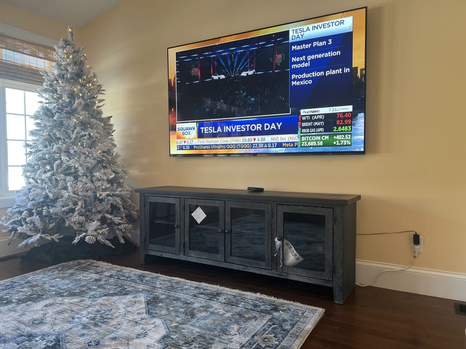 85 inch Sony 8K high definition television set in living room