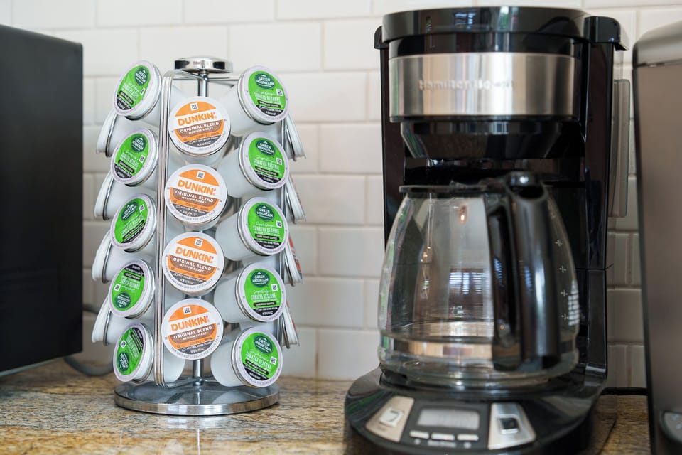 Make room in your routine! Enjoy our coffee bar w/ K-Cups & full carafe brew.