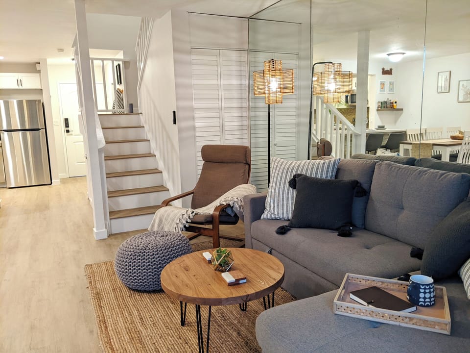 Living Room | Spacious living area, sofa with pullout queen bed, kids high chair