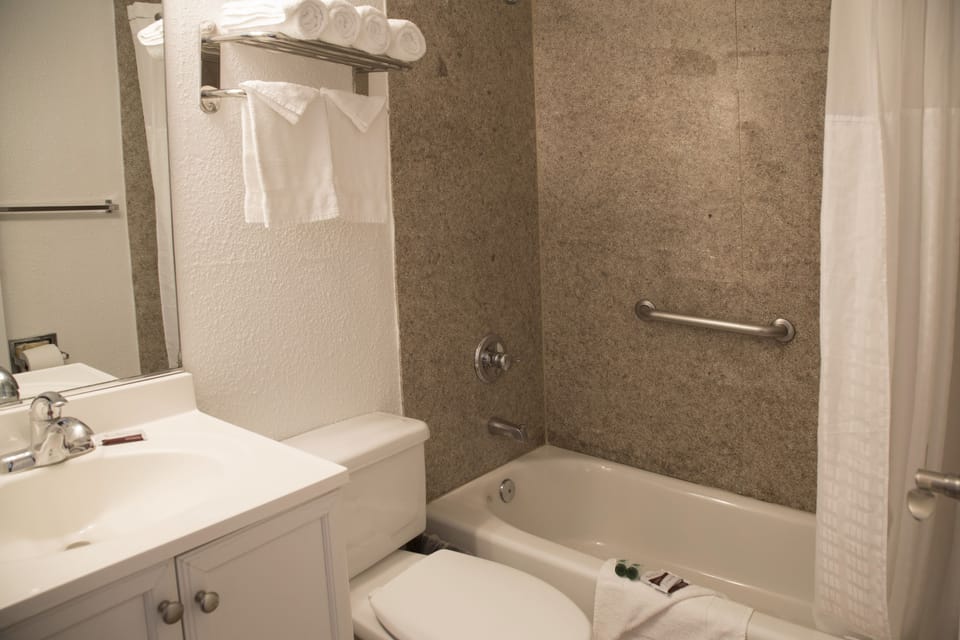 Standard Room, 2 Queen Beds | Bathroom | Free toiletries, hair dryer, towels